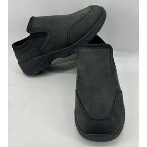 Land End All Weather Moc Slip On Black Leather Shoes Women's Size 7B